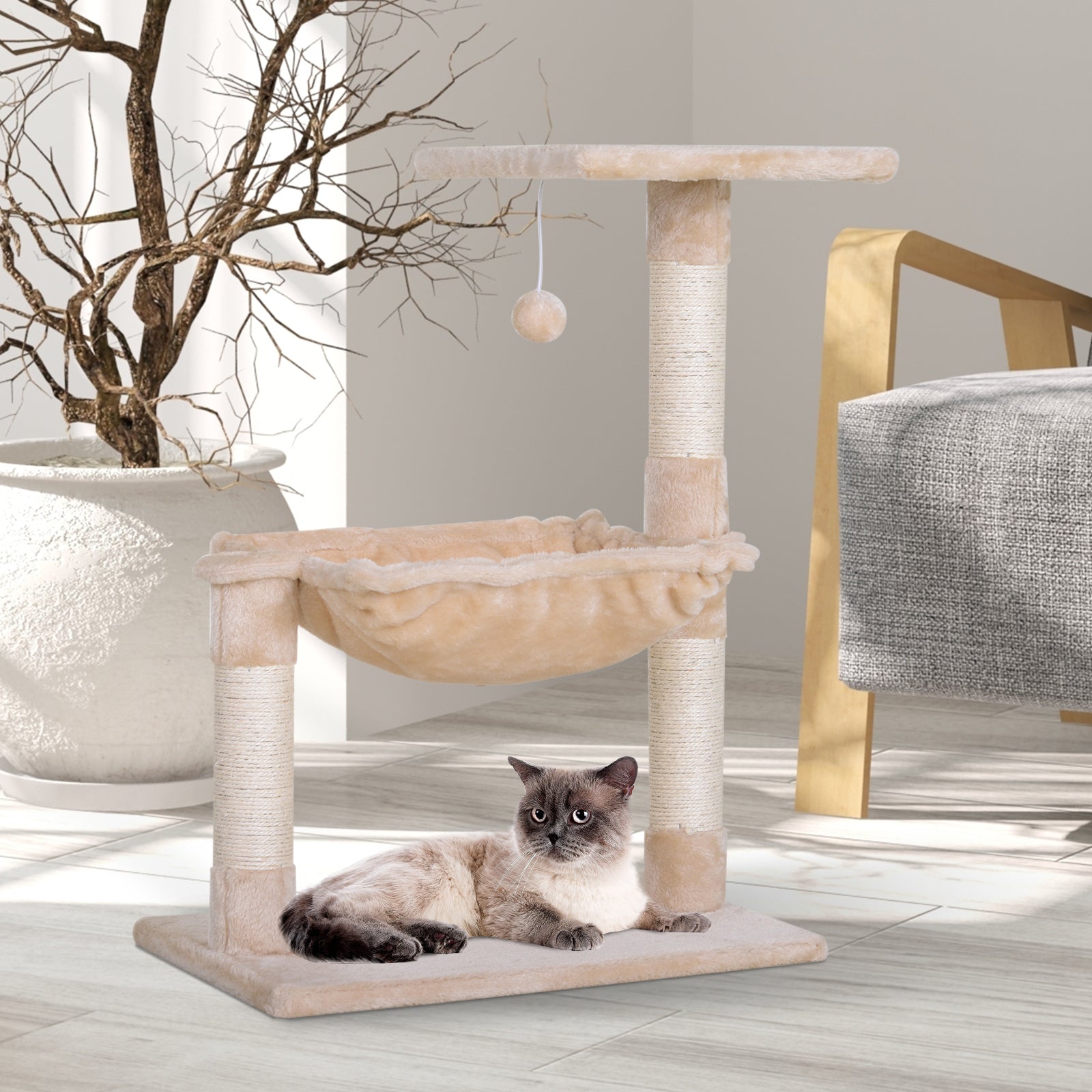 Cat Activity Tree Kitten Play Tower Palace Two-tier Scratching | Beige