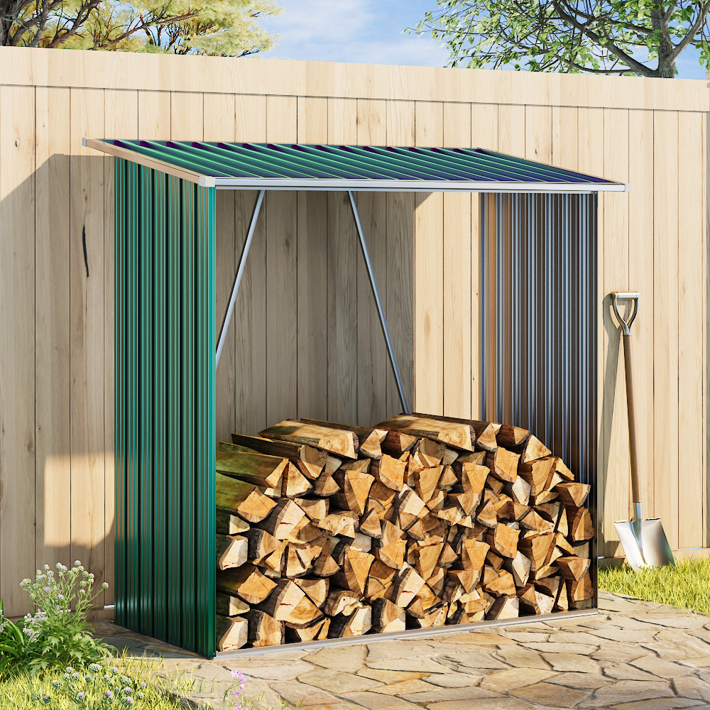 Garden Firewood Shed Outdoor Storage For Backyard Patio Waterproof Bike And Log Store | One Size | Green