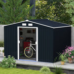 Garden Shed Storage Unit With Locking Door Floor Foundation | Medium | Dark Gray