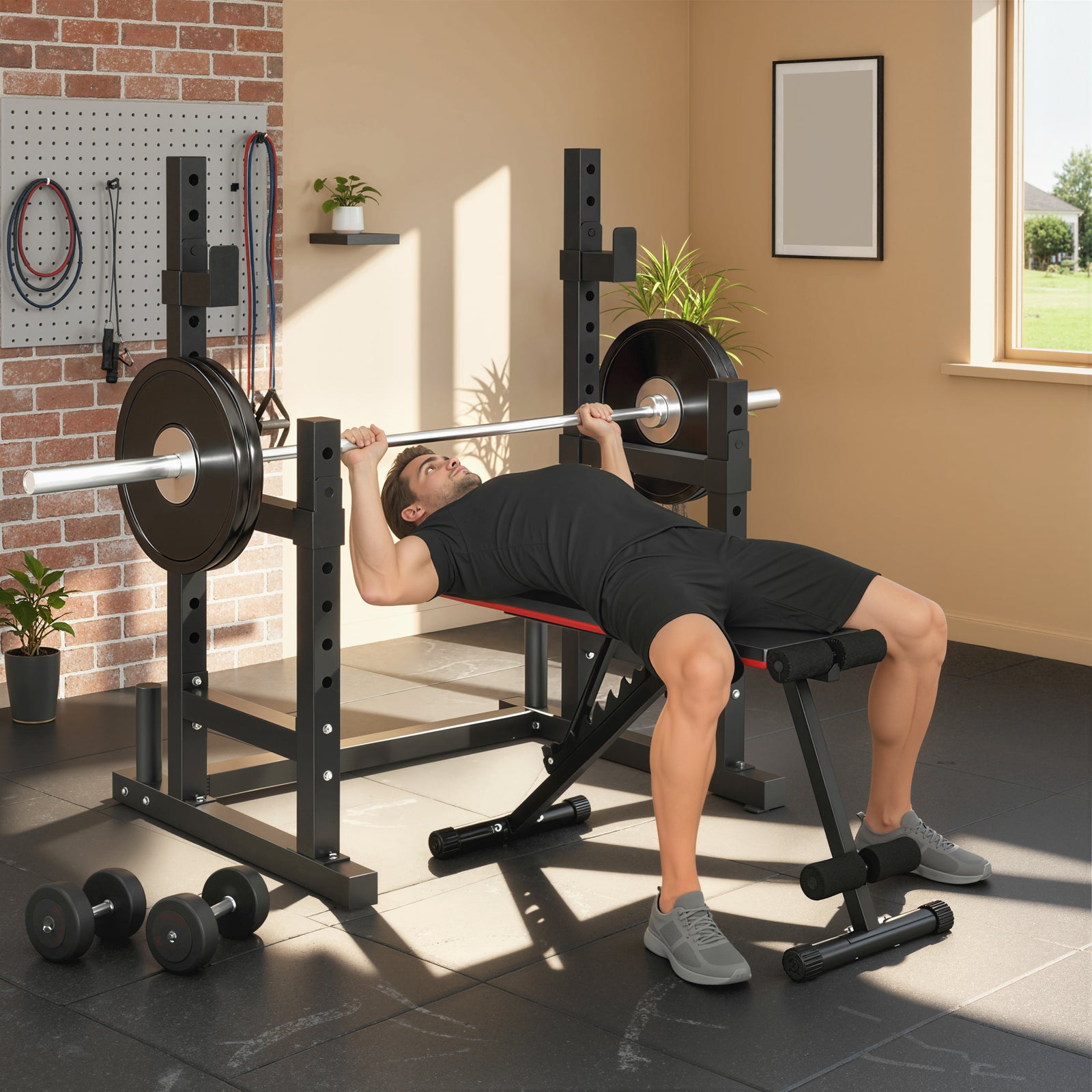 SPORTNOW Adjustable Squat Rack, Barbell Rack Stand, Max Load 300kg