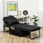 Folding Sleeper Chair Bed With Pillow And Side Pockets | One Size | Black