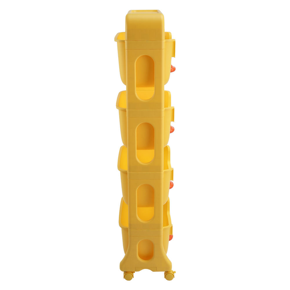 Mobile 4-tier Kids Toy Storage Rack Shelf