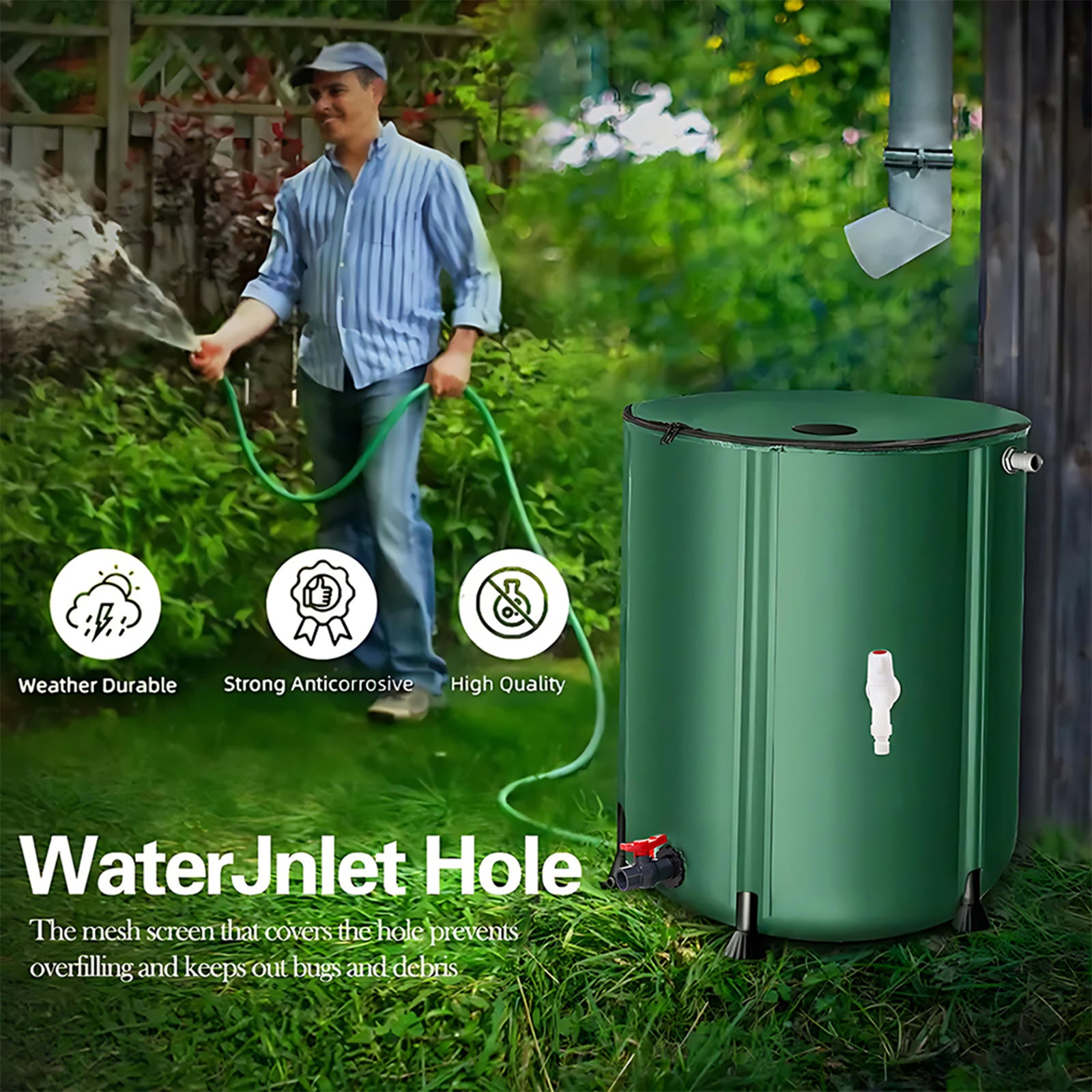 Collapsible Rain Barrel With Filter | Medium