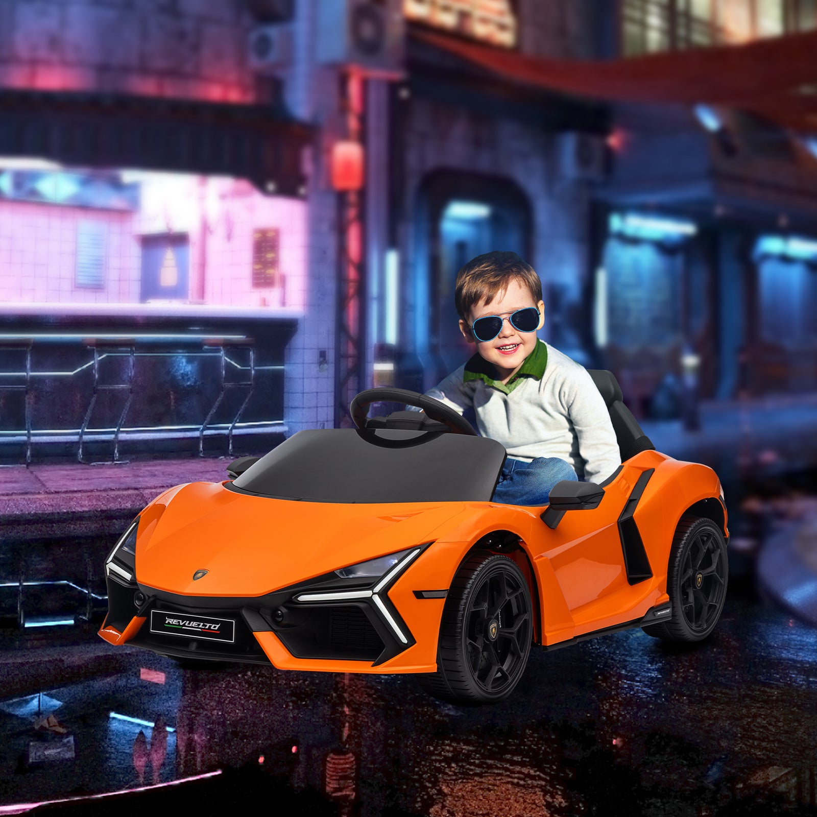 Lamborghini Revuelto Licensed Ride On Car W/ Suspension | Orange