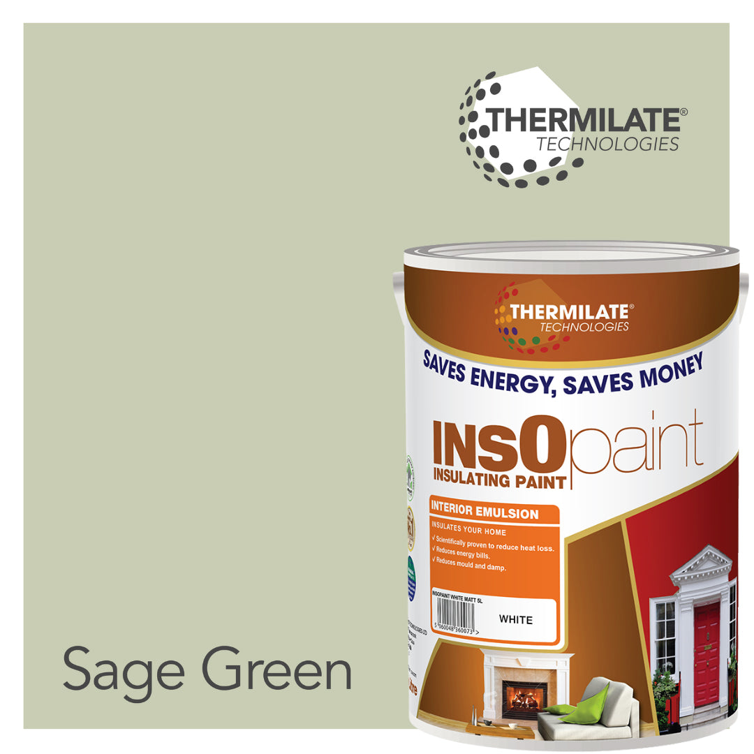 Insopaint Interior Emulsion Paint - Anti Mould, Insulating & Energy Saving For Interior Walls & Ceiling | 5l | Sage Green