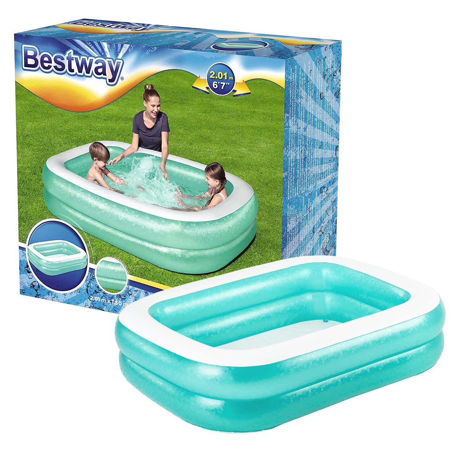 Inflatable Rectangular Family Pool With Repair Patch, 2.01mx1.50mx51cm