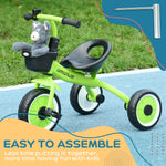 Trike W/ Adjustable Seat Basket, Kids Tricycle For 2-5 Years Old | Green