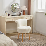 Breeins Modern Teddy Fleece Vanity Stool With Rubberwood Legs