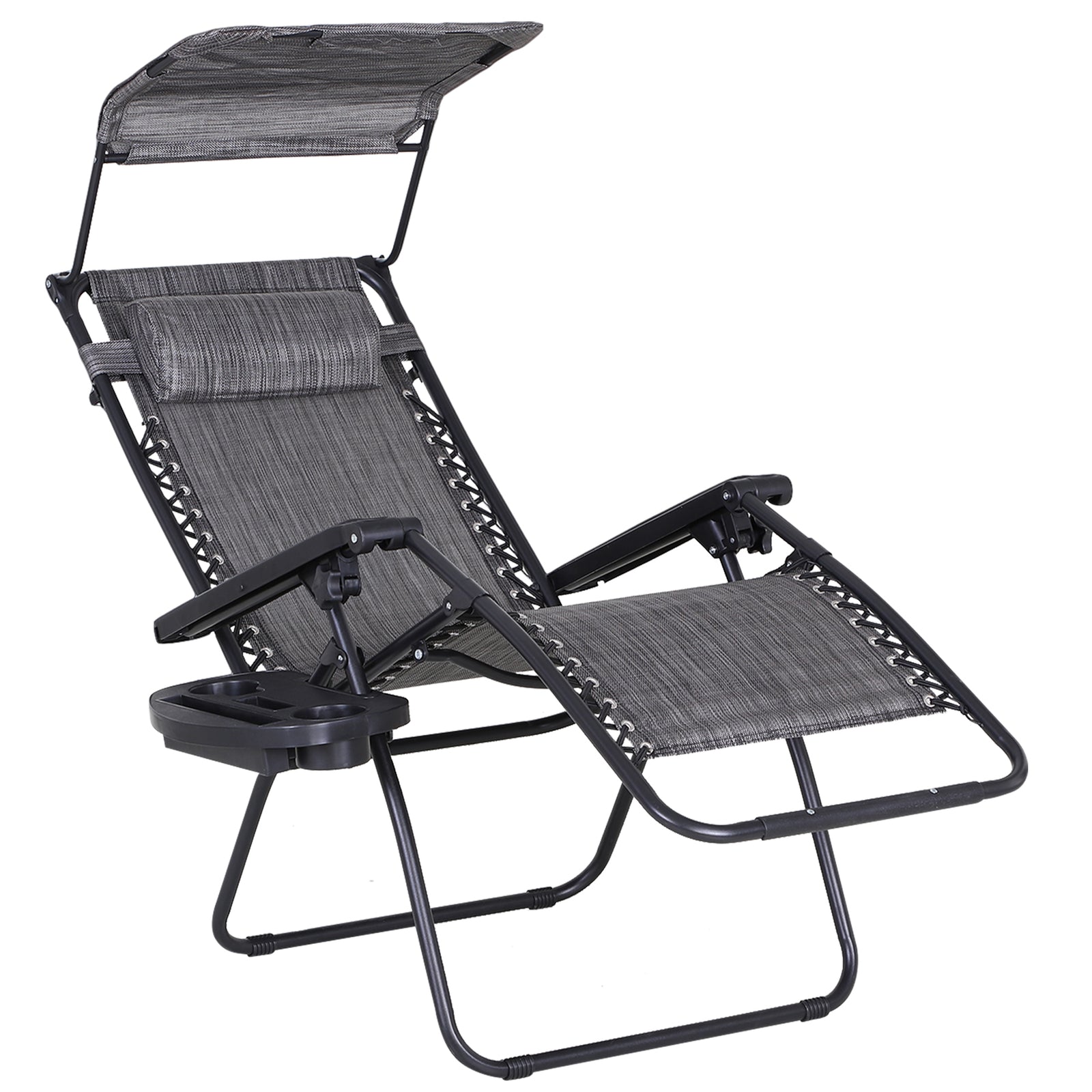 Zero Gravity Chair Adjustable Patio Lounge W/ Cup Holder | Gray
