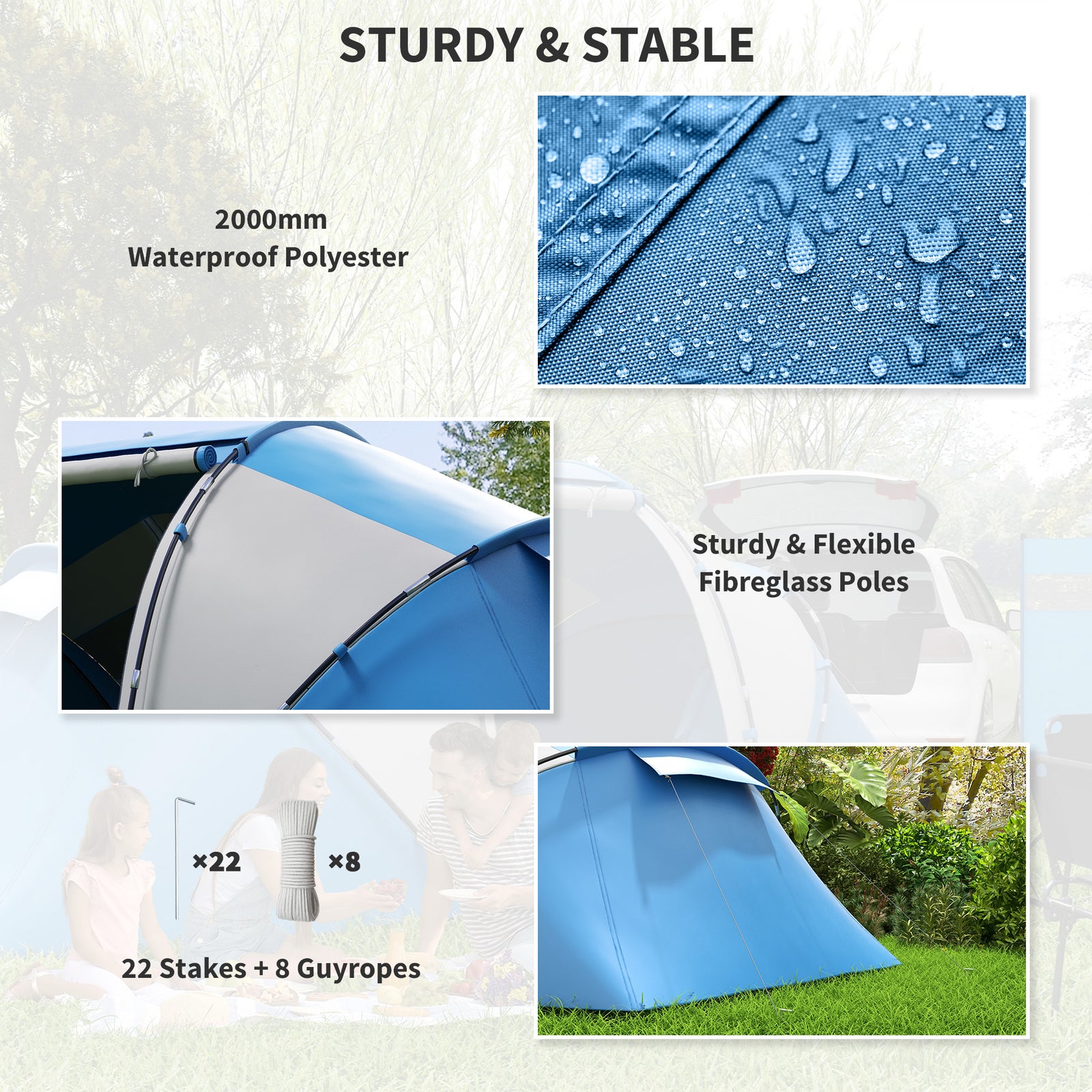 4-6 Persons Camping Tent Dome Family Travel Group Hiking | Blue