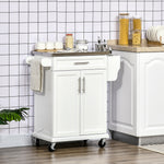 Kitchen Cart Storage Trolley W/ Drawer Cupboard Towel Rail | White