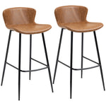 Pu Leather Bar Chairs With Back Set Of 2