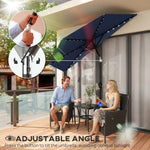 2.6 M Half Parasol With Solar Lights, Upf50+ Semi Round Umbrella | Dark Blue