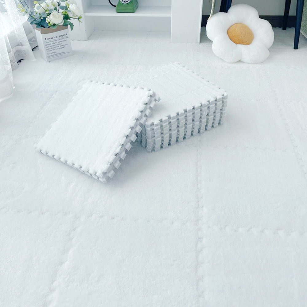 12pcs Interlocking Foam Play Mats For Kids – Soft, 30cm X 30cm Puzzle Floor Tiles | White