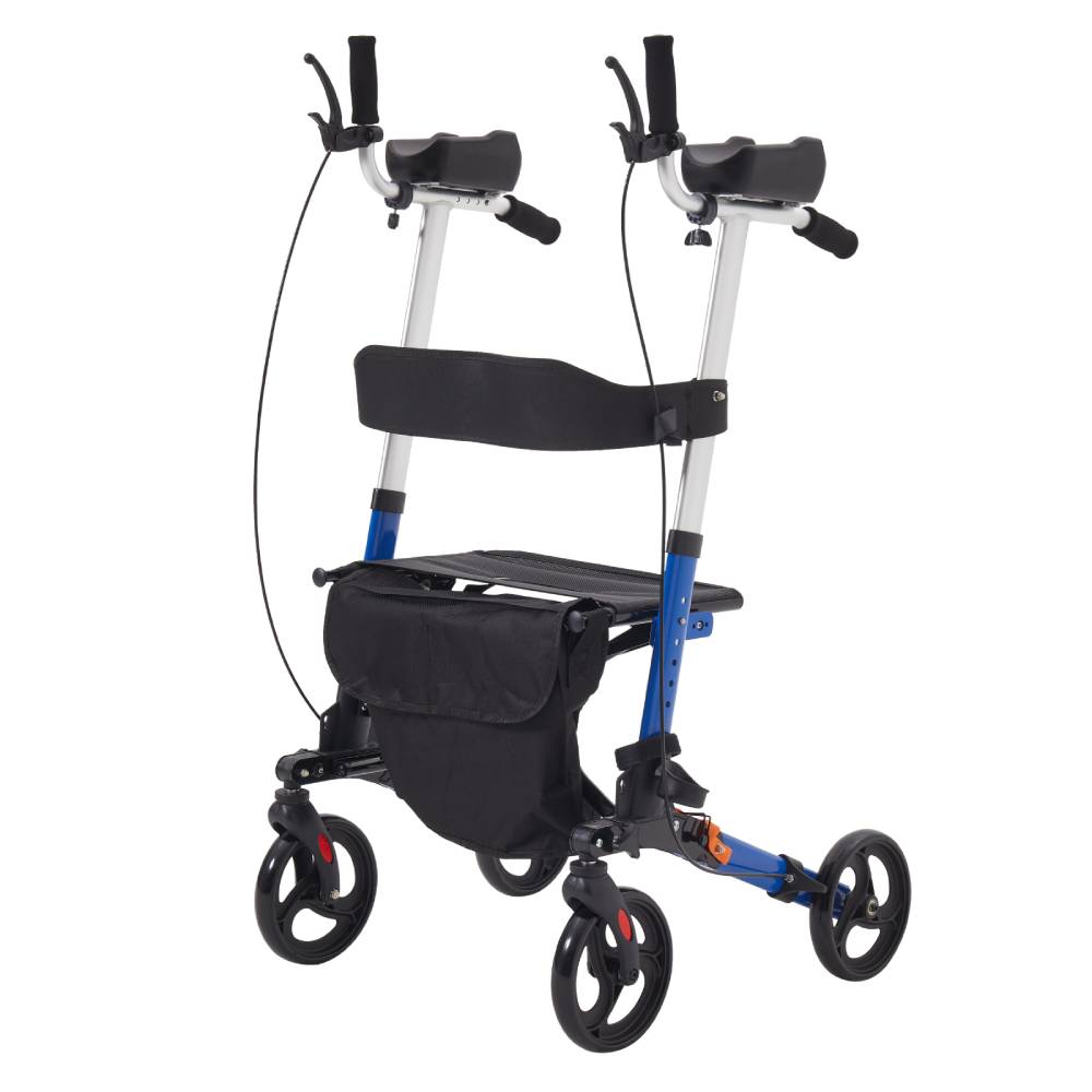 Walker For The Elderly With Adjustable Seat, Brake, Backrest, Bag, 4 Wheels,