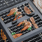 Square Fire Pit Table W/ Grill Shelf, 86cm