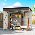 Outdoor Storage Shed, 7.5 X 4.3ft Metal Garden Shed | Light Grey