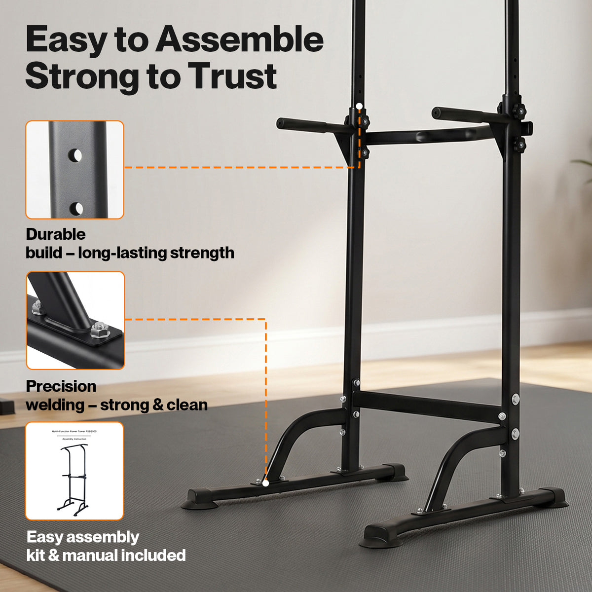 Centra Pull Up Station 9-height Adjustable 150kg Carbon Steel Black