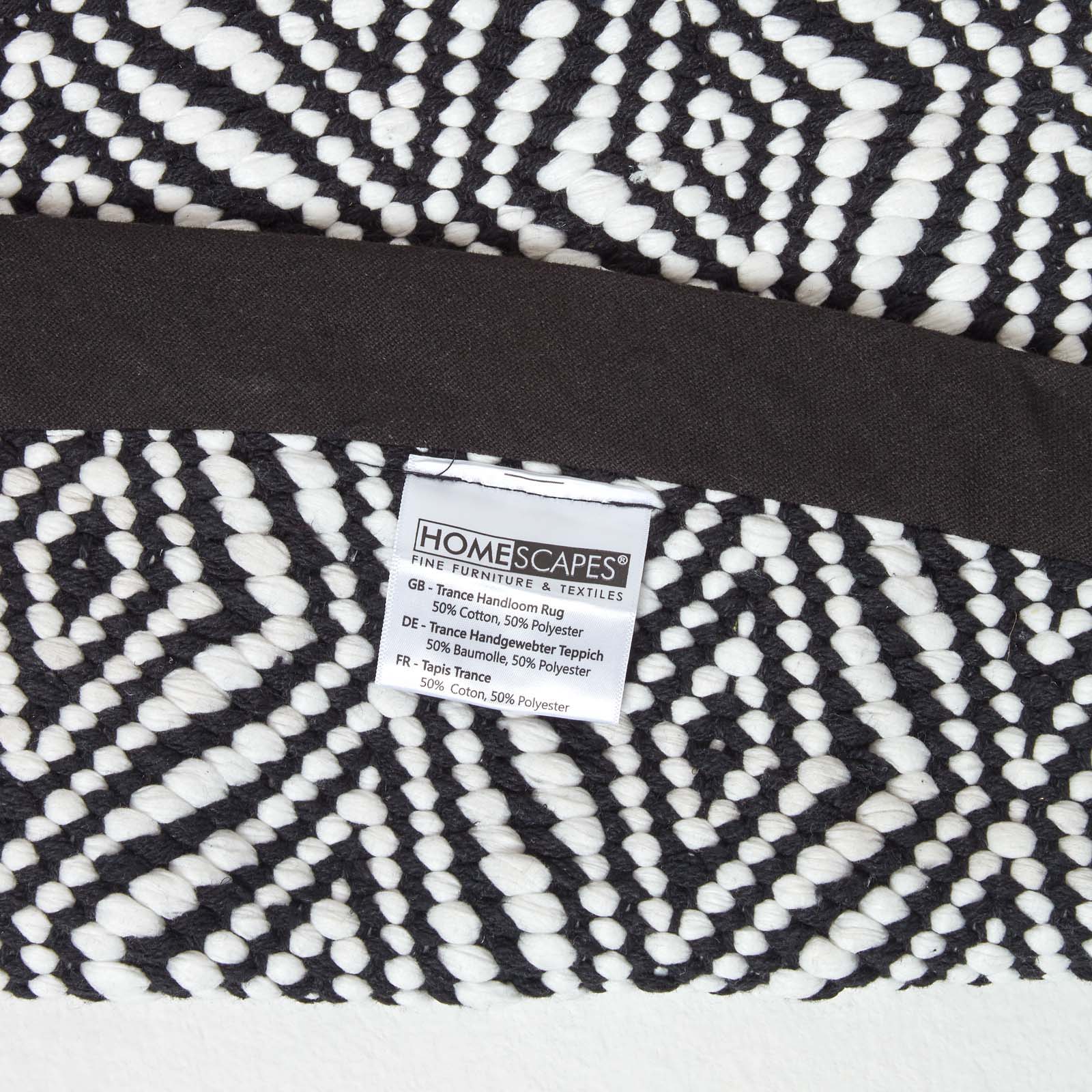 Trance Black And White Diamond Pattern Recycled Fibre Rug | 150cm | Black & White