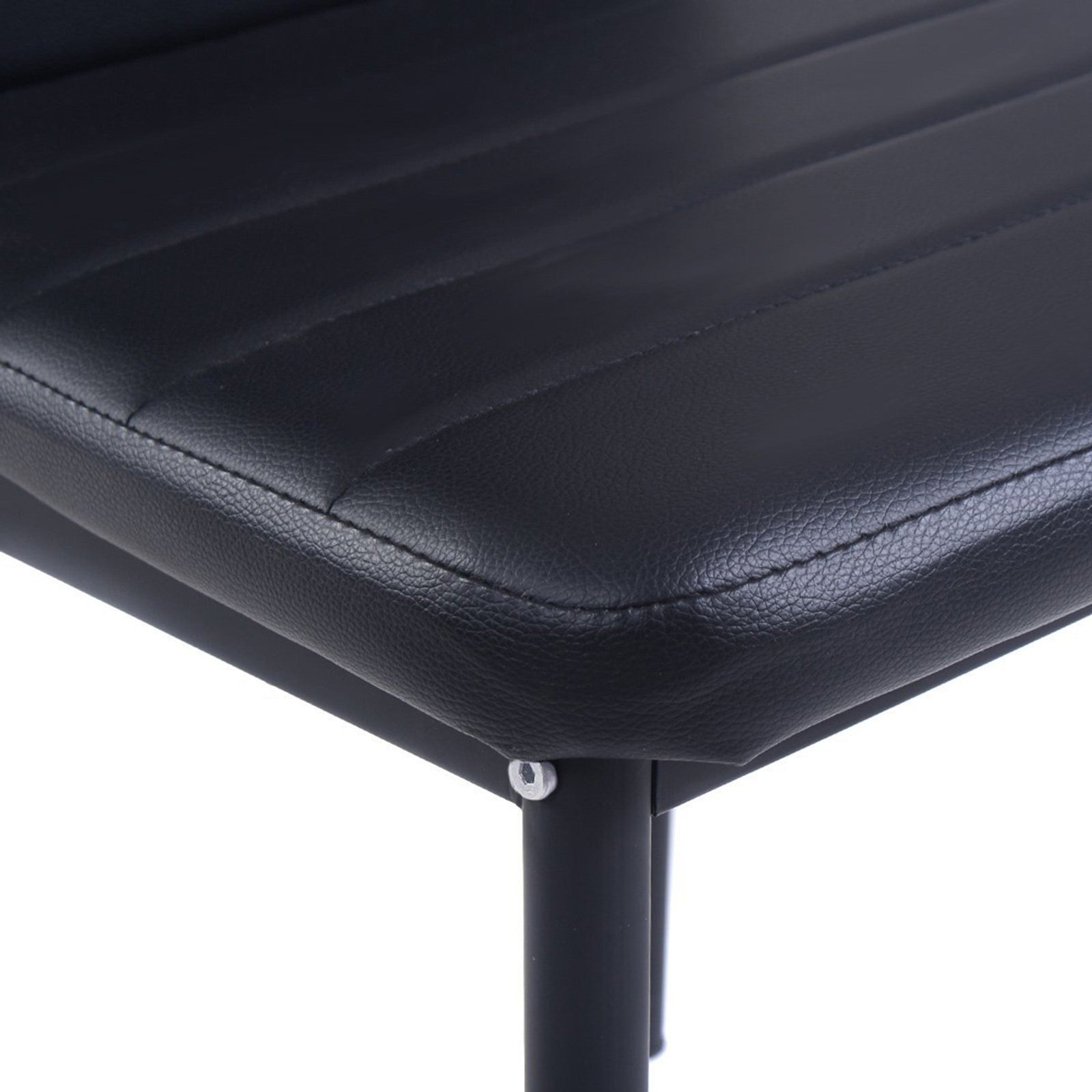 Set Of 2 Pu Leather Upholstered Dining Chairs | Black