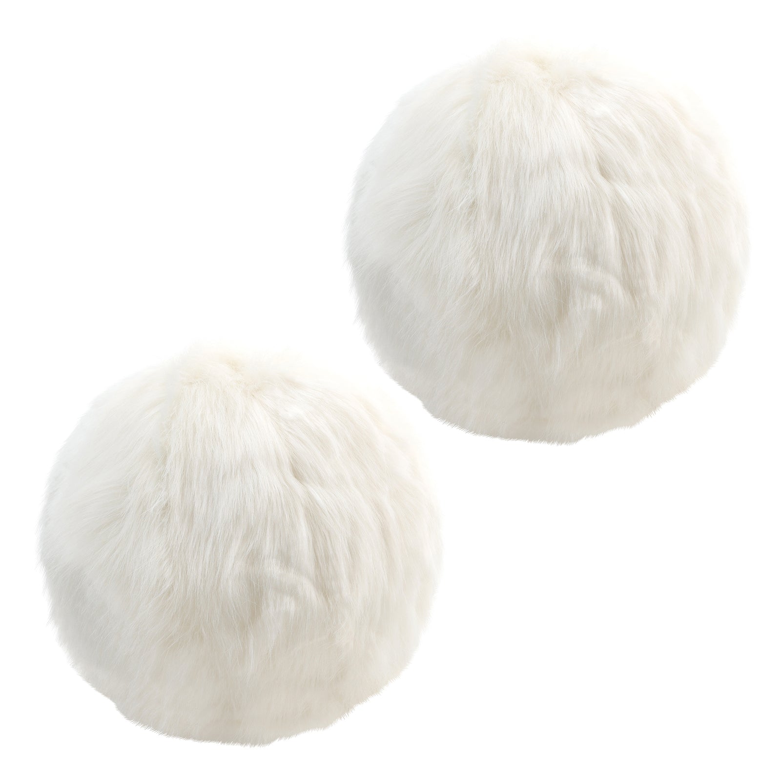 Round Faux Fur Ball Cushions Set Of 2