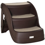 Foldable Pet Stairs 3 Steps With Non-slip Mats For Small Dogs | Brown