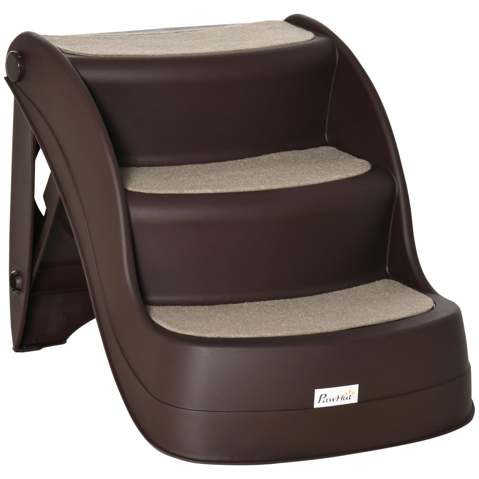 Foldable Pet Stairs 3 Steps With Non-slip Mats For Small Dogs | Brown