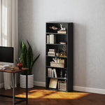 6 Tier Bookshelf, Freestanding Bookcase Adjustable Shelves | One Size | Black