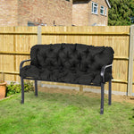 3 Seater Garden Bench Cushion Outdoor Seat Pad With Ties | Black
