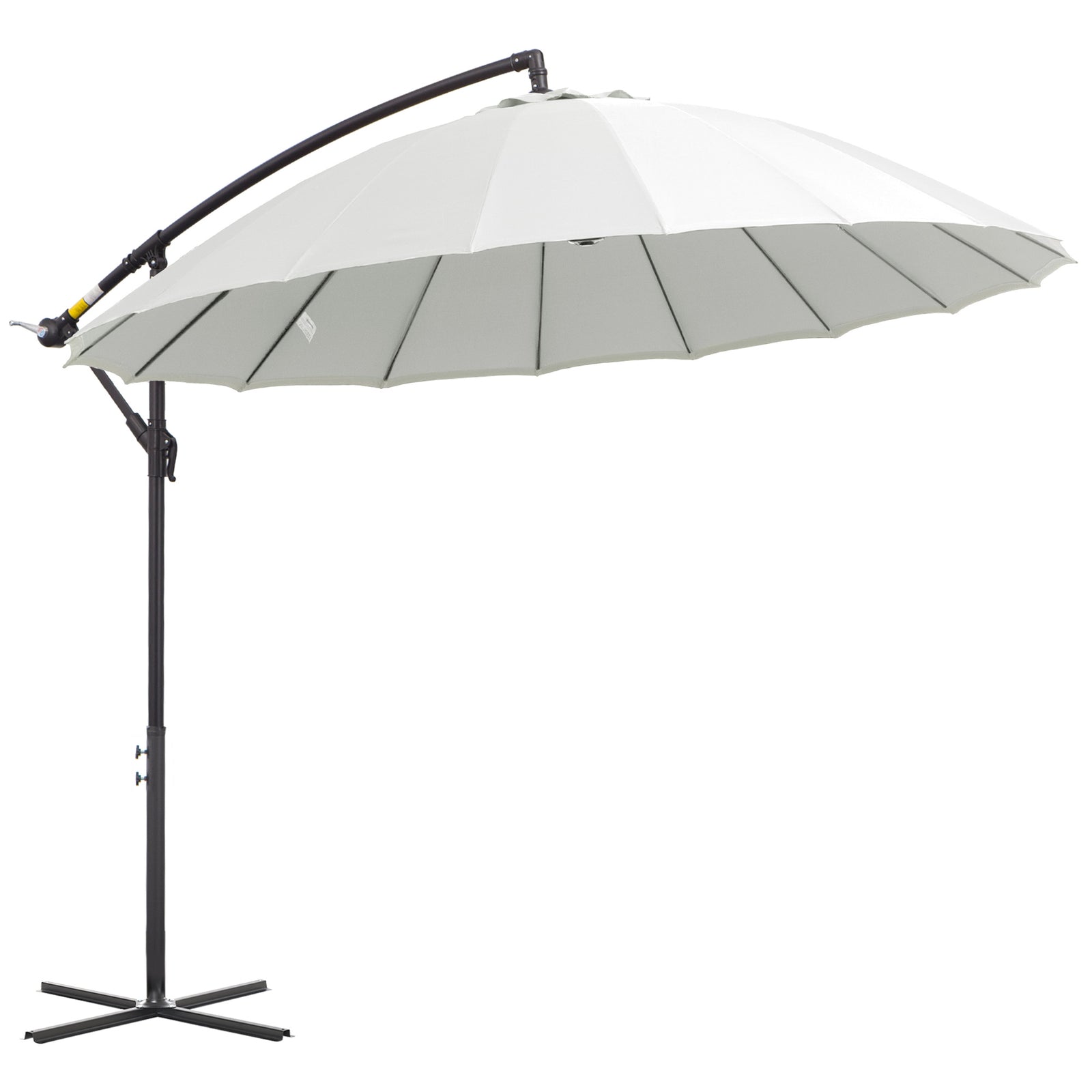 3m Cantilever Shanghai Parasol W/ Crank & Cross Base | White