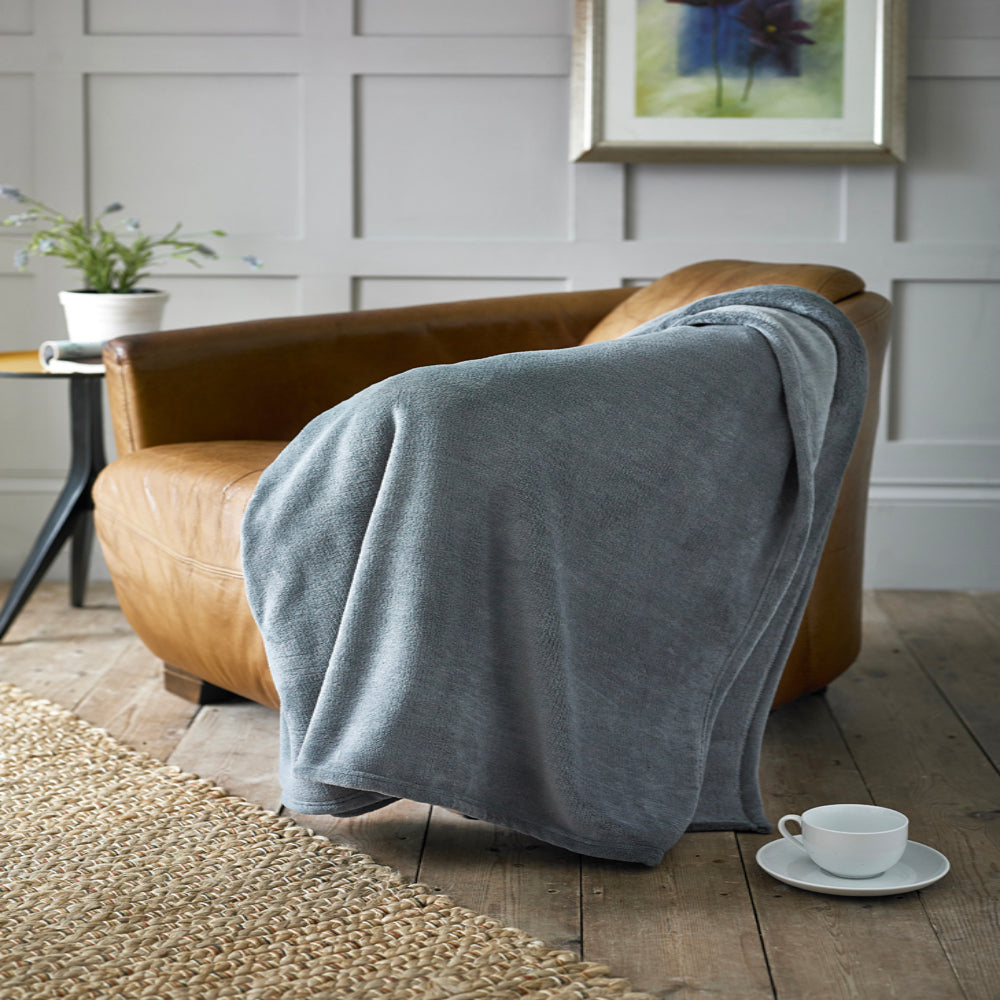 Snuggle Touch Microfibre Supersoft Fleece Throw | 140cm x 180cm | Charcoal
