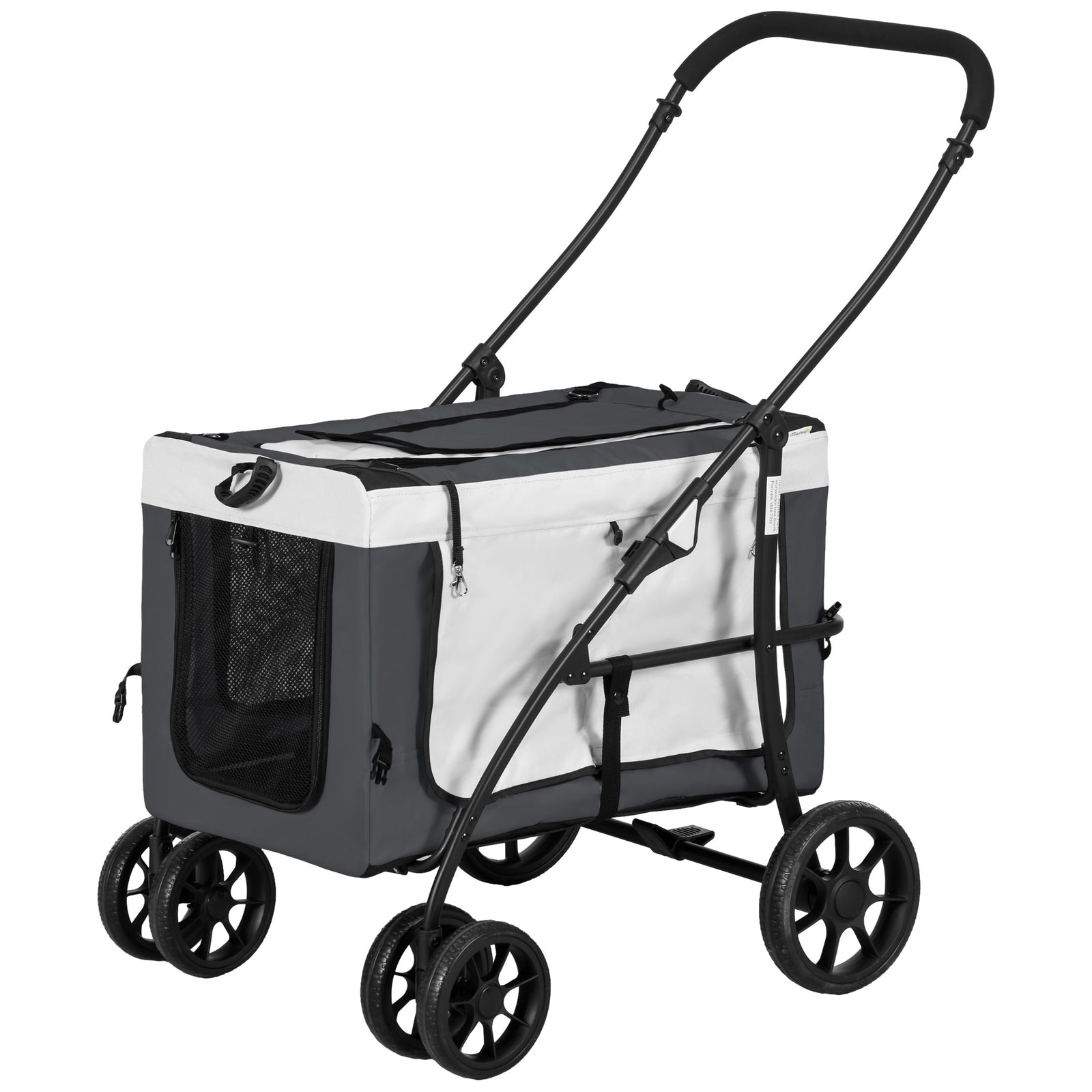 Foldable Pet Stroller W/ Detachable Carrier, Soft Padding | Gray