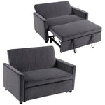 2 Seater Sofa Bed, 3-in-1 Velvet Pull Out Sleeper Sofa | Dark Grey