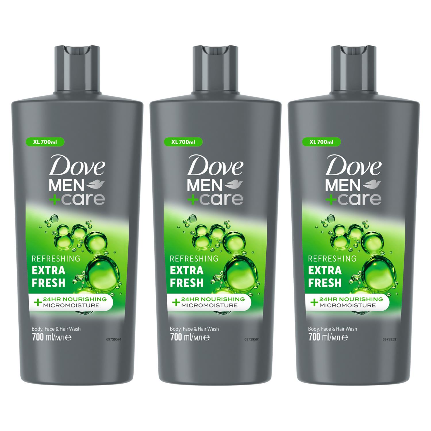 Men+care 3-in-1 Body, Face & Hair Wash Refreshing Extra Fresh 700ml, 3 Pack