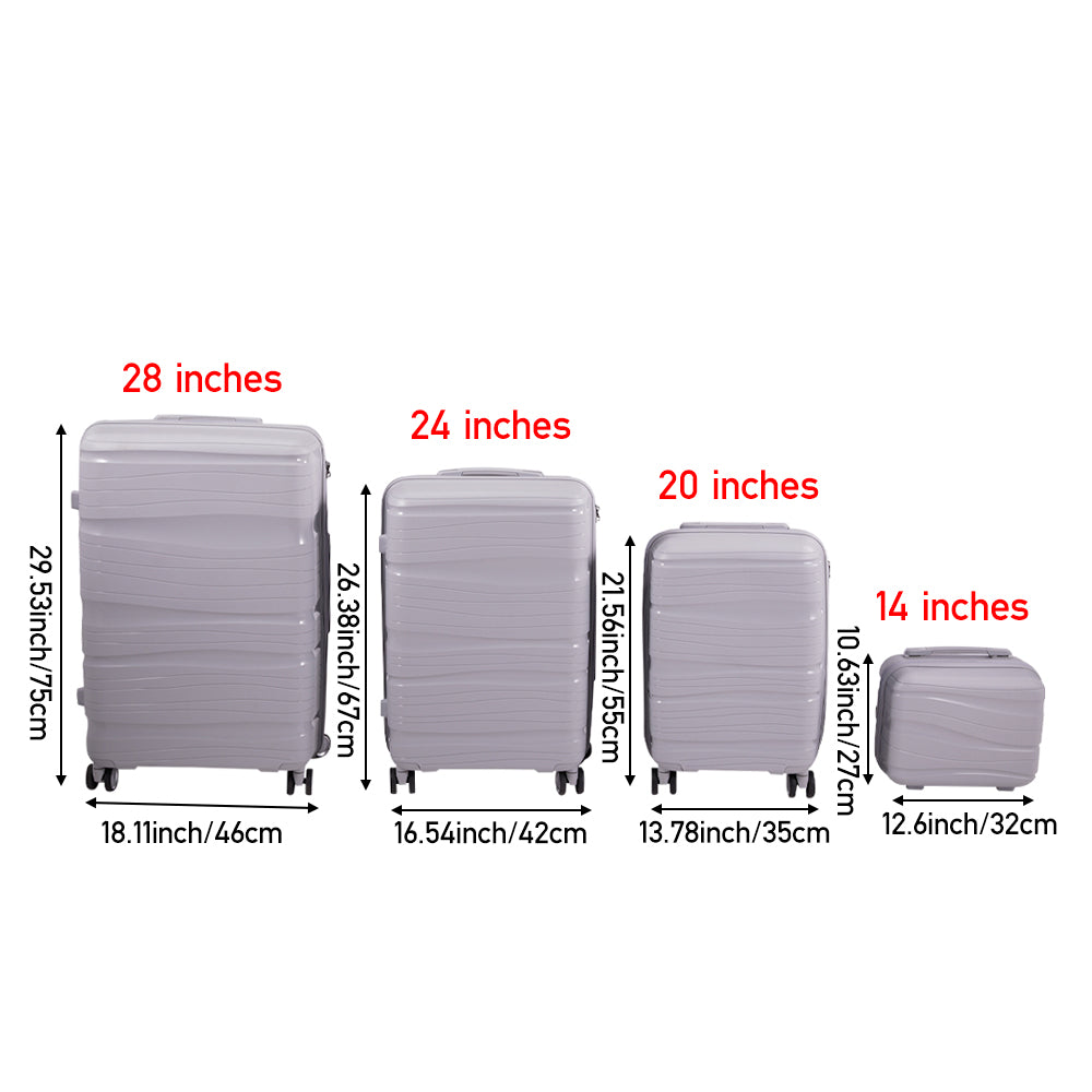 4pcs Lockable Travel Suitcase Set | Light Grey