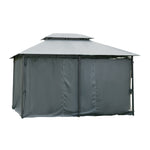 3 X 4m Outdoor 2-tier Steel Frame Gazebo W/ Curtains Outdoor | Gray