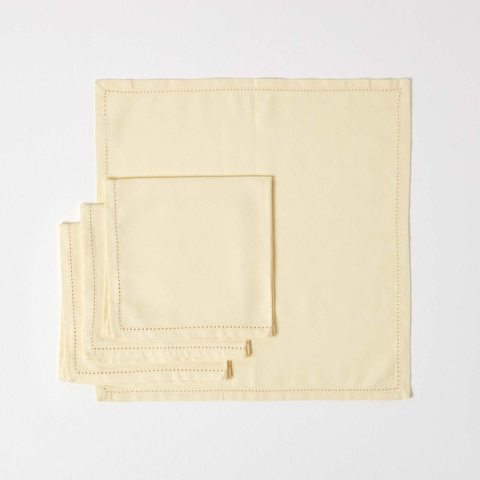 Plain Cotton Fabric 4 Napkins Set | 45cm x 45cm | Cream