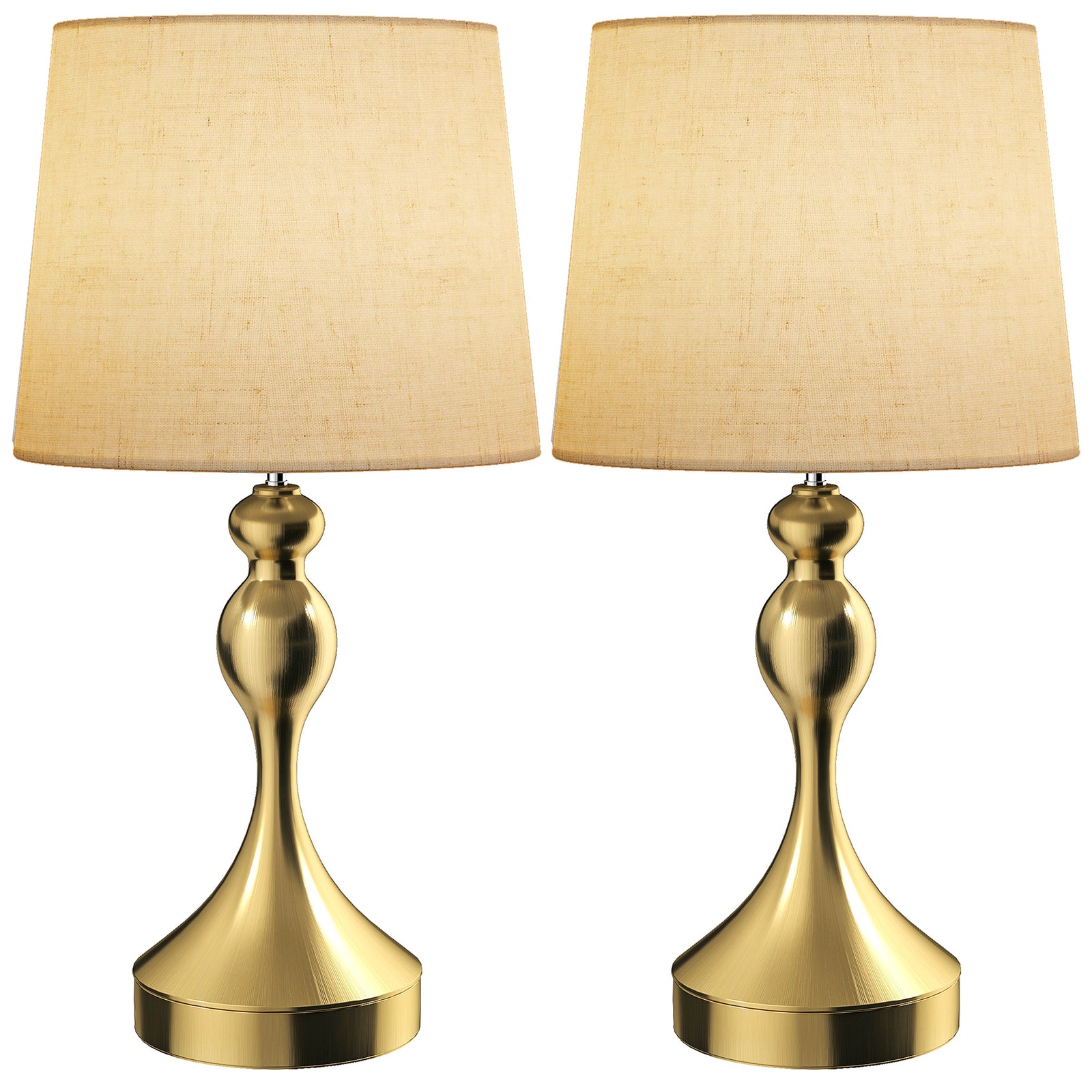Table Lamps Set Of 2, Modern Bedside Lamps With Usb Ports | Gold