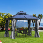 Pc Hardtop Gazebo W/ Double Roof & Aluminium Frame | Medium | Charcoal Gray