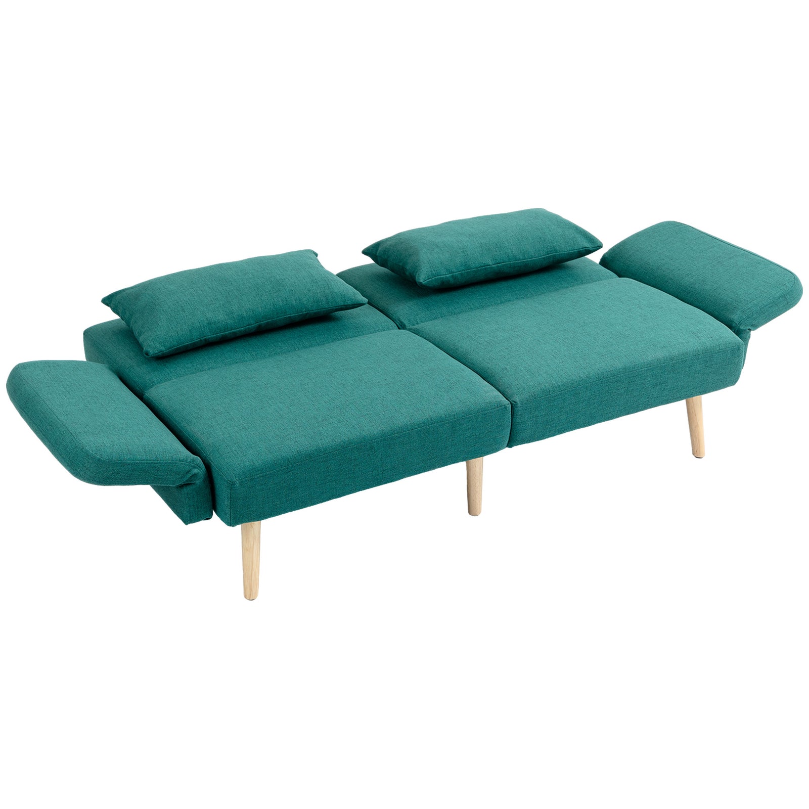 Convertible Sofa Bed Settee With Adjustable Backrest | One Size | Green