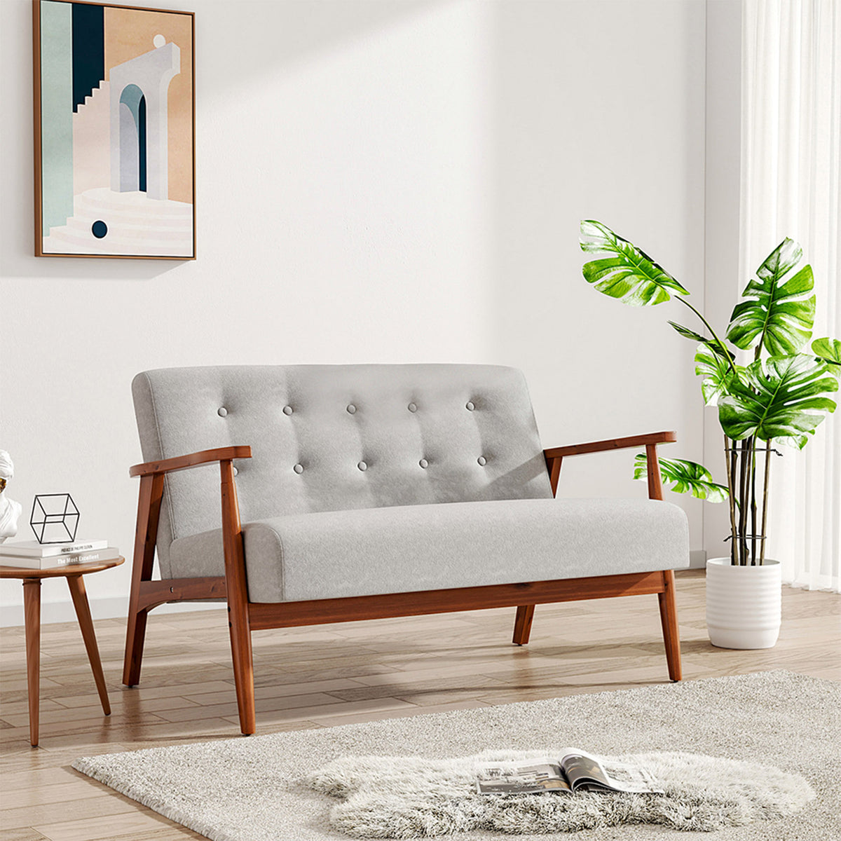 2-seater Sofa With Wooden Frame