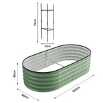 160/240/320cm W X 80cm D X 42cm H Green Raised Garden Bed With Safety Edging & Ground Stakes Oval Galvanized Steel Planter For Backyard Gardening | Small | Light Green