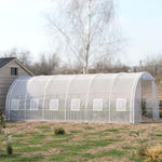 Outdoor Walk-in Tunnel Greenhouse With Heavy Duty Steel Frame & Roll-up Door | 6 x 3 x 2m | White