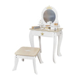 HYGRAD BUILT TO SURVIVE Girls Wooden Dressing Table & Stool Set Kids Makeup Mirror Table Chair Princess Pretend Play