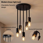 Emitto Ceiling Lights 5 Lights Flush Fitting Pendant Lamp E27 Base Black
