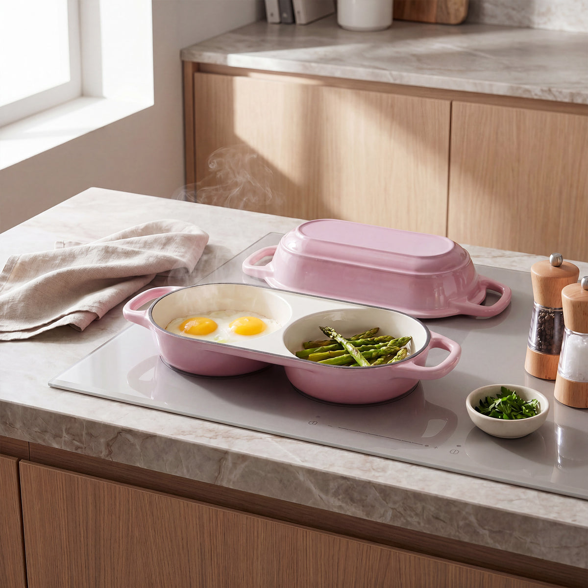 Enamelled Cast Iron Double Loaf Bread Pot With Lid | Pink