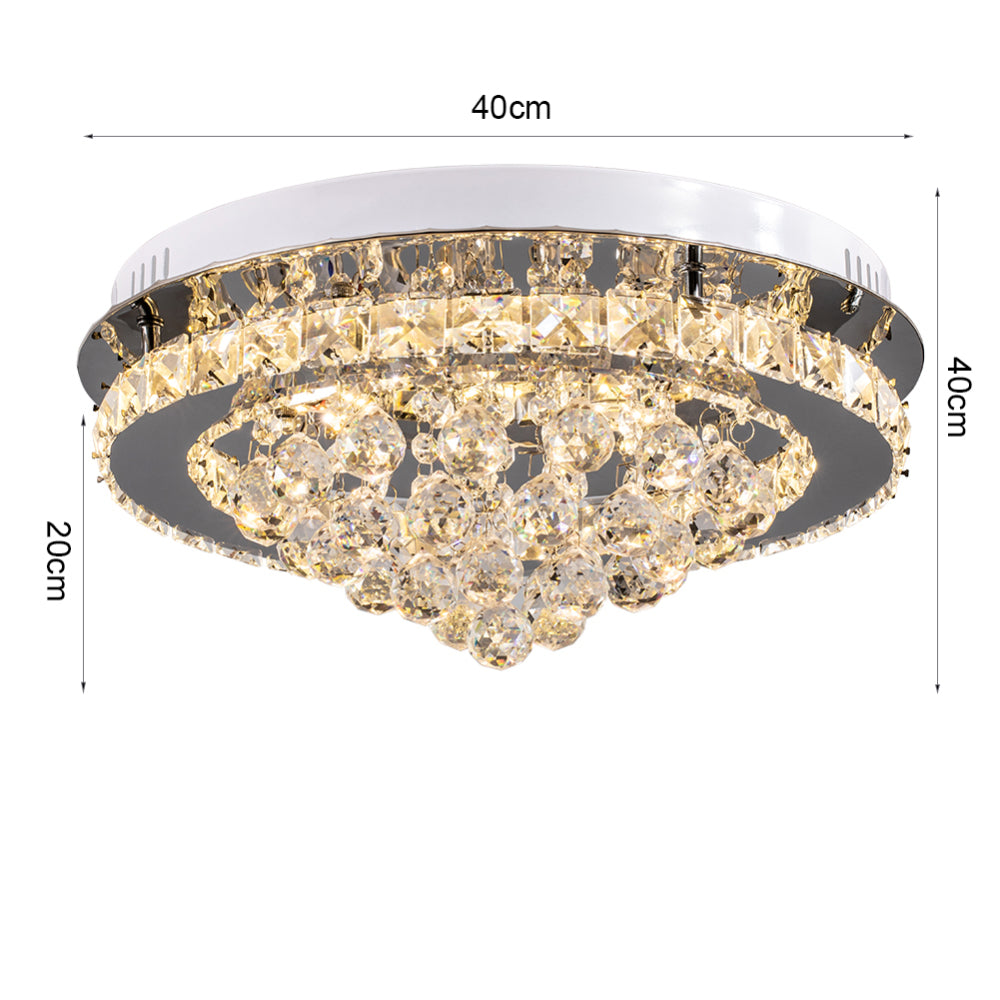 Crystal Round Led Semi Flush Mount Ceiling Light Dimmable | Warm