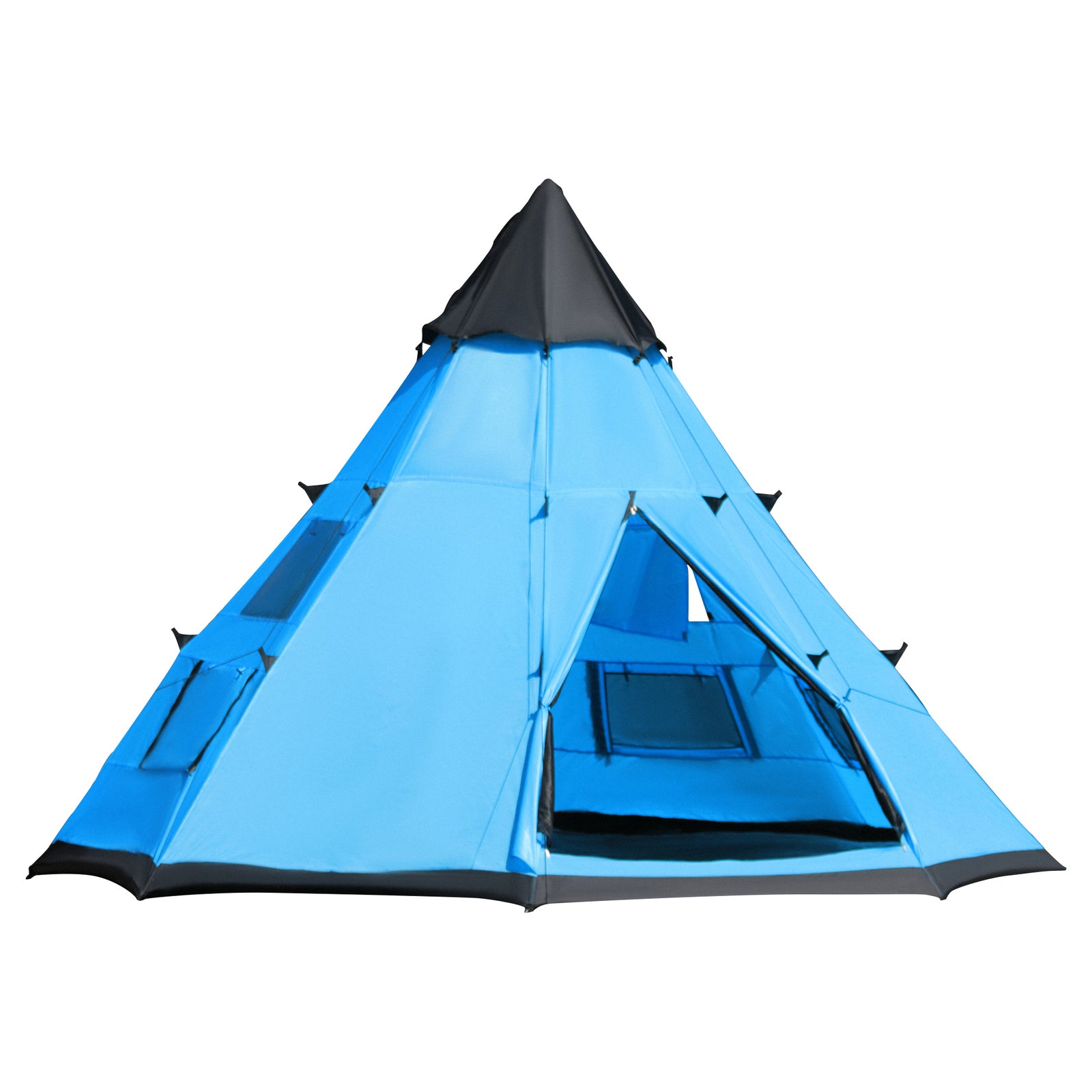 6 Man Tent Metal Poles Water-resistant Walls Windows Door | Blue
