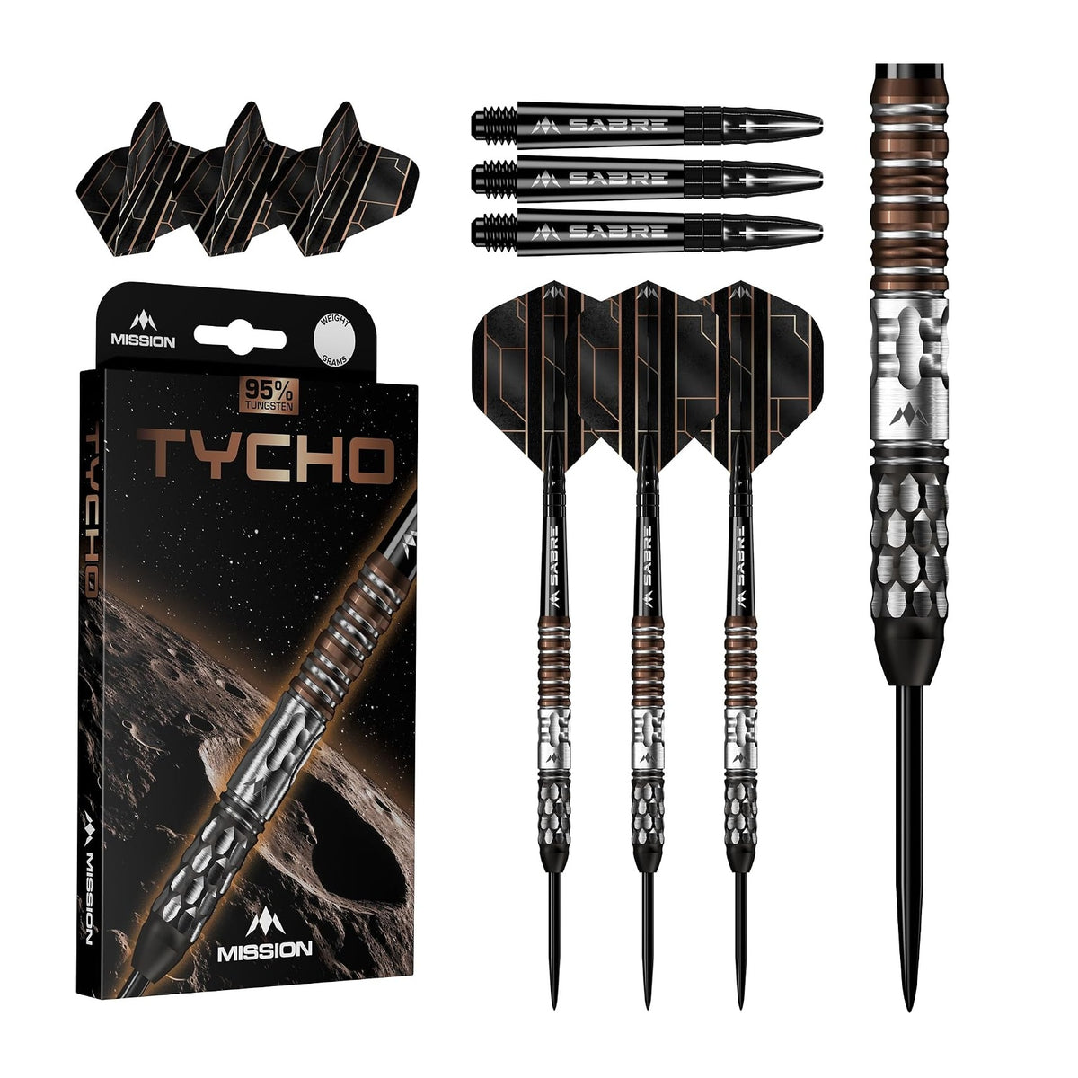 Tycho Darts - Steel Tip - 90% Tungsten | 26g | Black