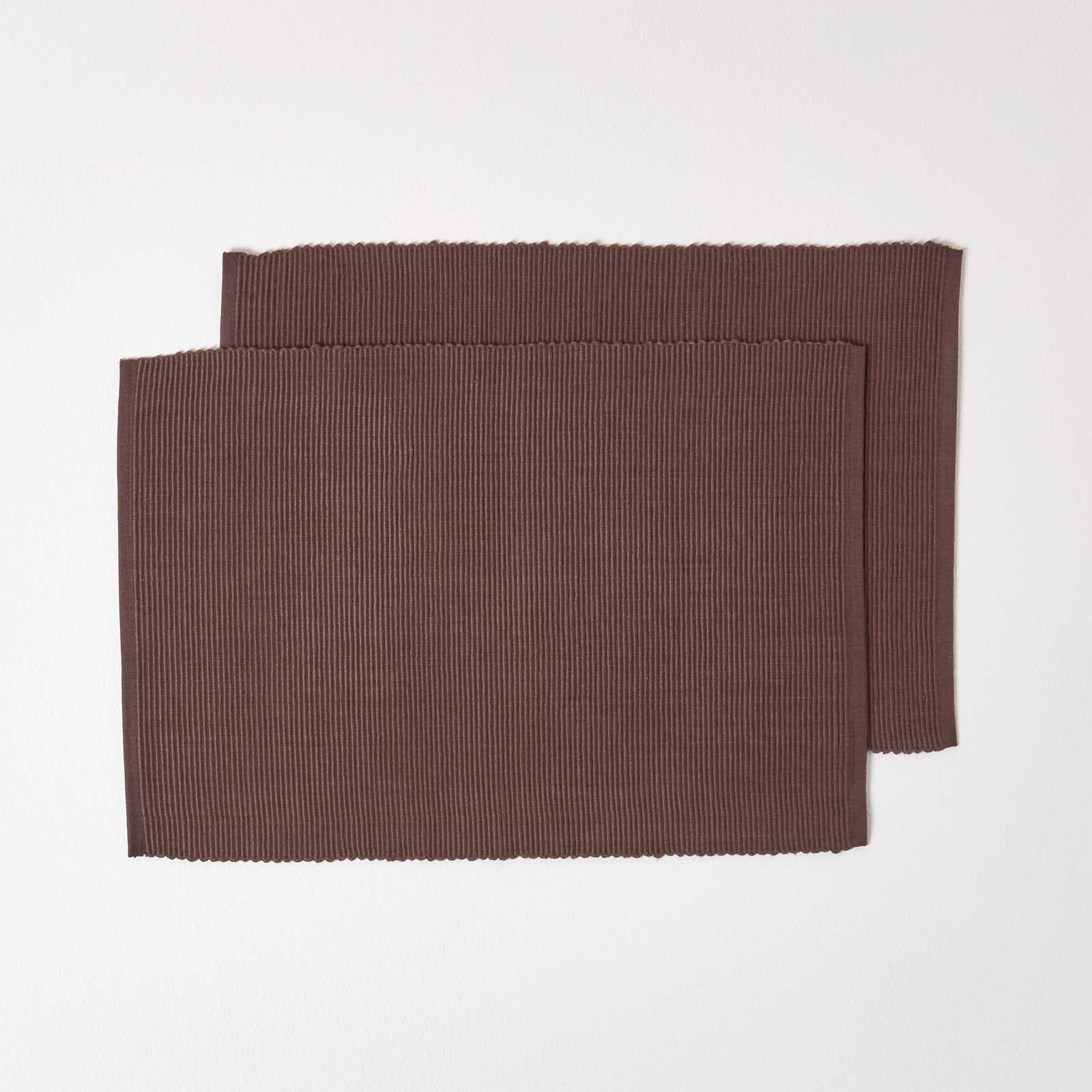Cotton Plain Pack Of 2 Placemats | 50cm x 30cm | Chocolate